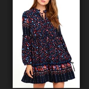 Glamorous Sugar, Sugar, Navy Blue Floral Print Dre